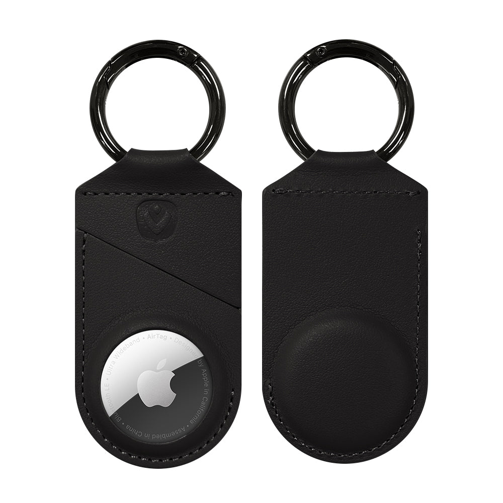 AirTag Case Snap Leer Zwart - valenta.com