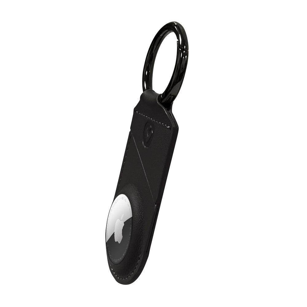 AirTag Case Snap Leer Zwart - valenta.com