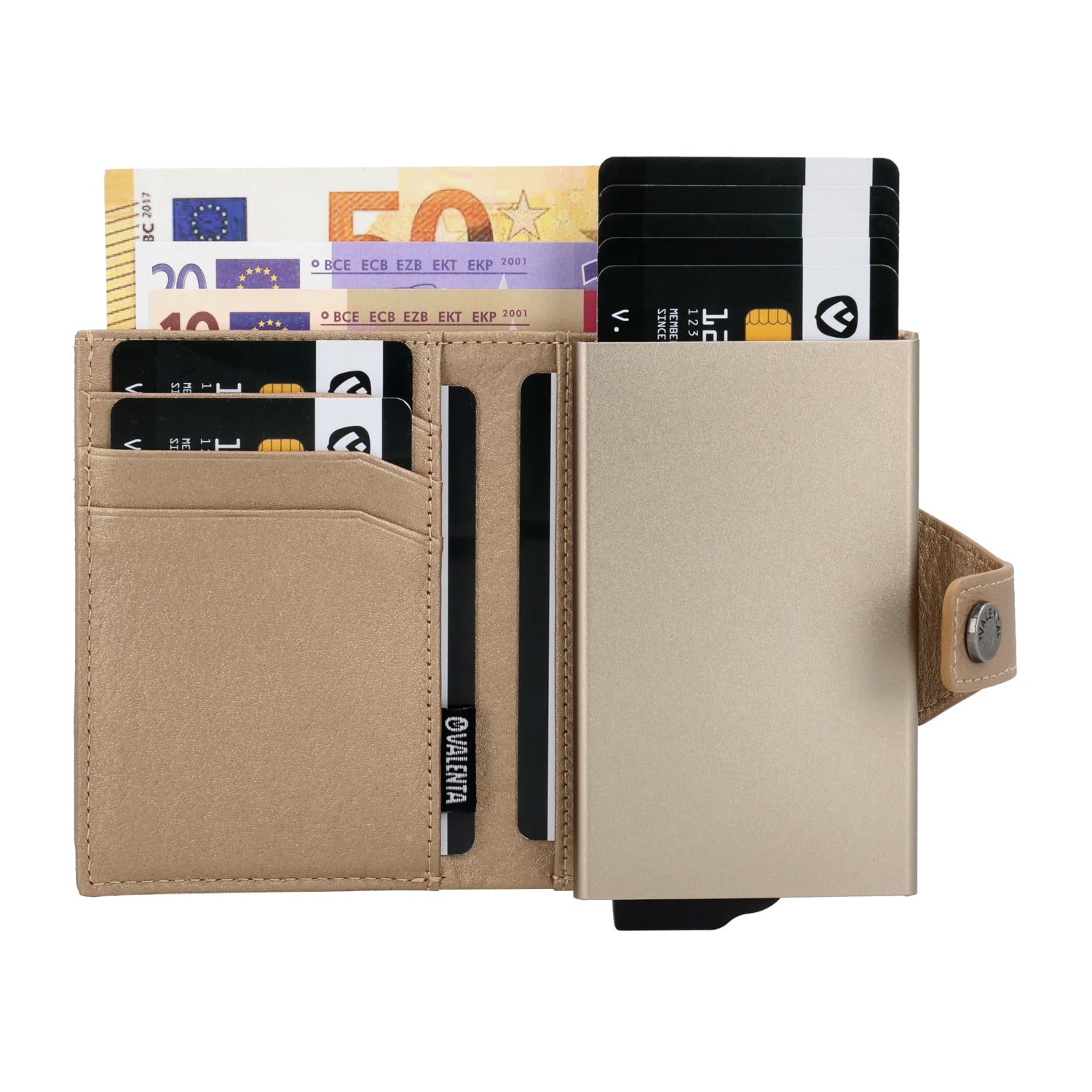 Card Case Plus Wallet Luxe Metallic Sand