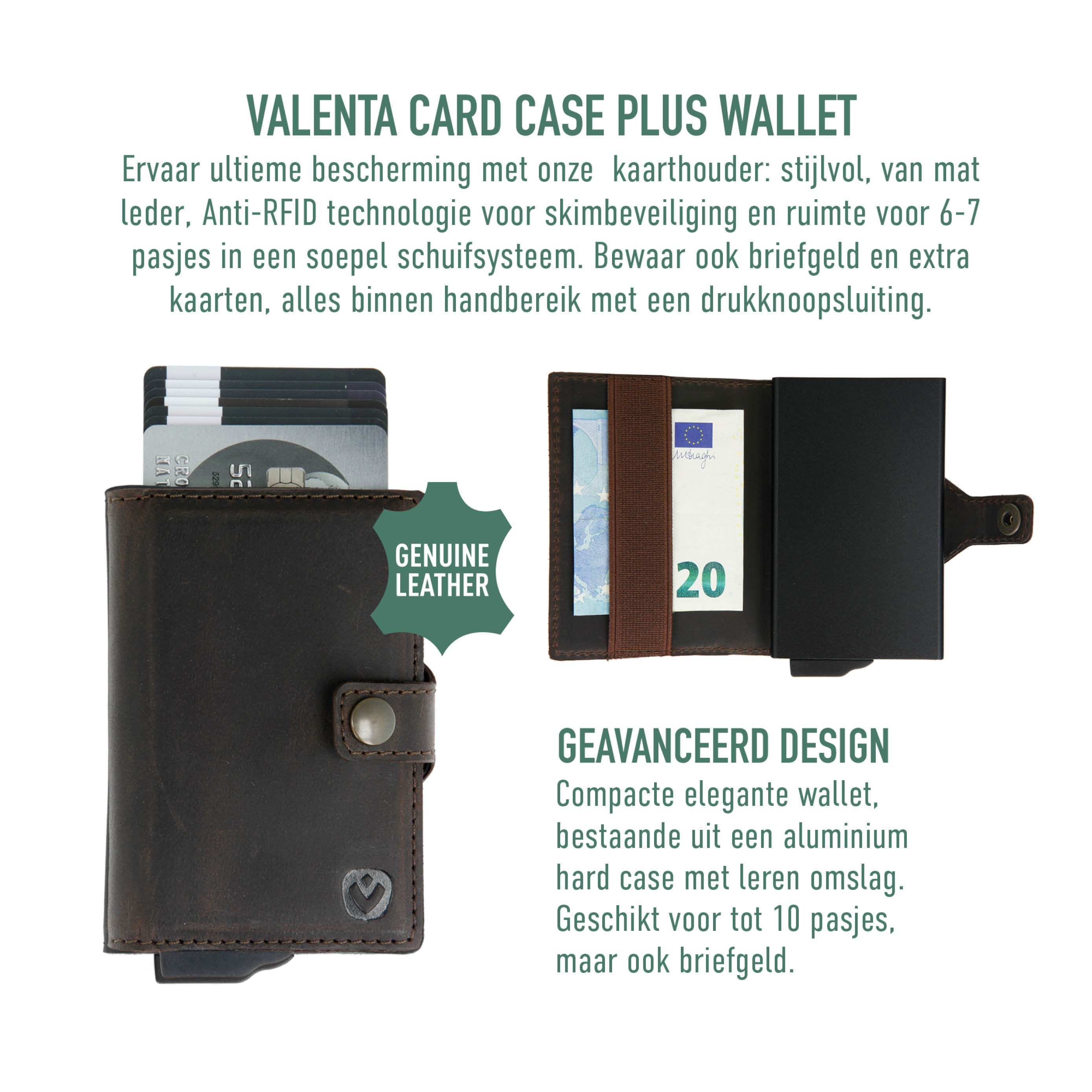 Gift Set Leer Pasjeshouder Wallet / Sleutelhouder Vintage Bruin - valenta.com