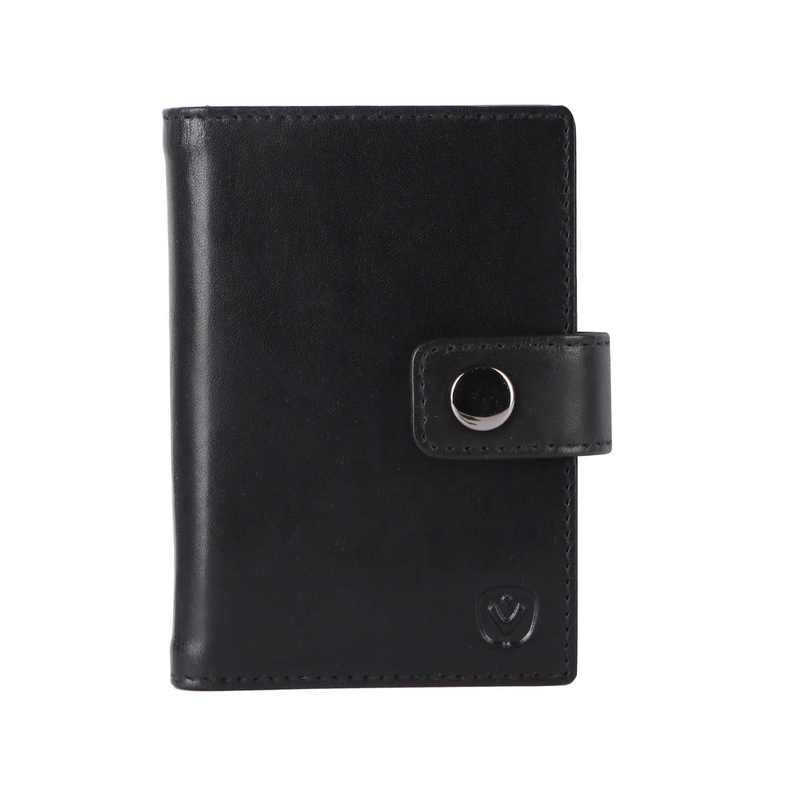 Echt leren portemonnee met MagSafe voor pasjeshouder Cardprotector Aluminium zwart