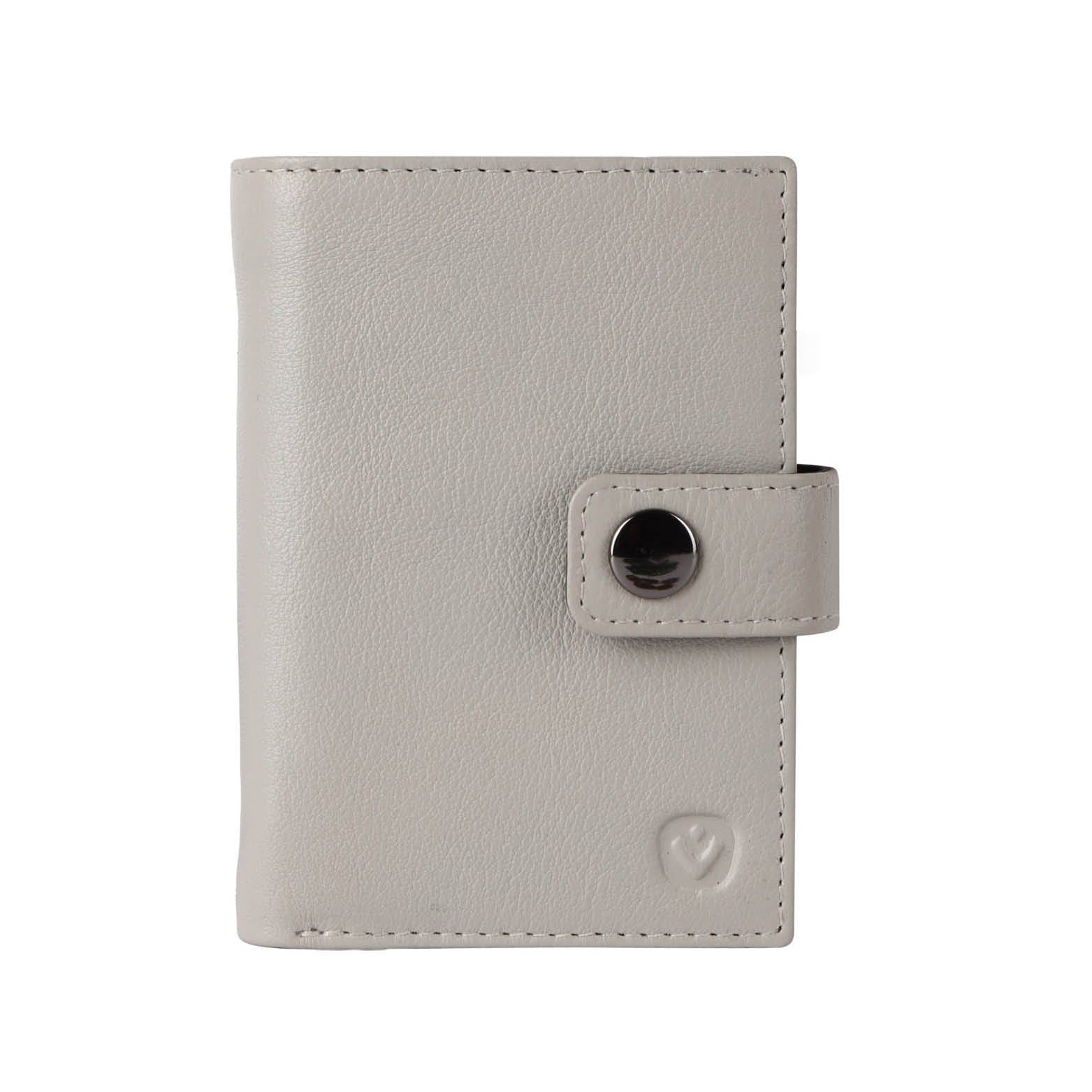 Echt leren luxe portemonnee met MagSafe voor pasjeshouder Cardprotector Aluminium off-white