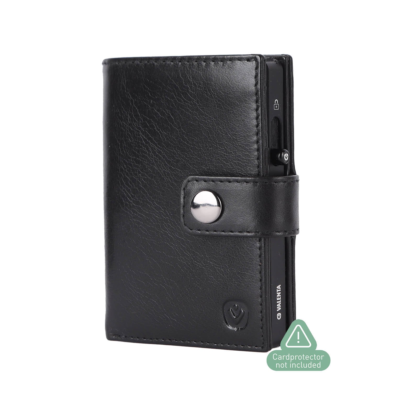 Zwarte leren luxe portemonnee geschikt voor kaarten, contant geld en munten met MagSafe voor pasjeshouder Cardprotector Aluminium