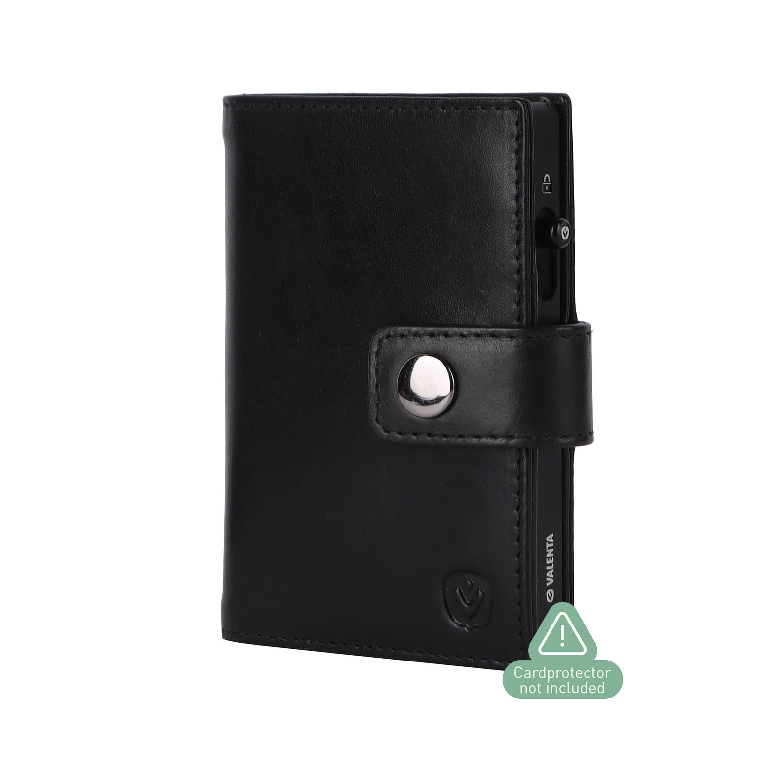 Zwarte echt leren portemonnee met MagSafe voor pasjeshouder Cardprotector Aluminium