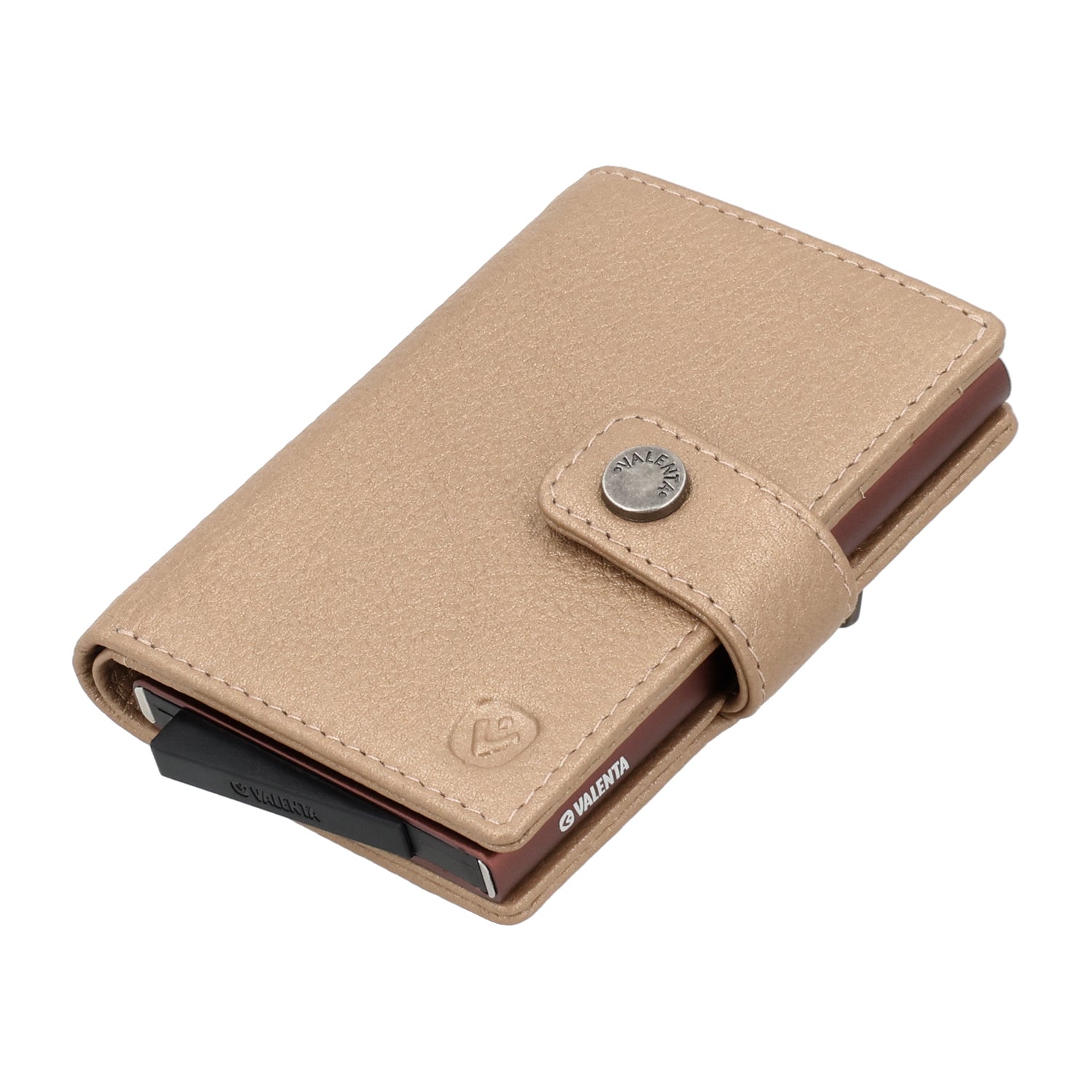Cardprotector Plus Dark Brown + Card Wallet Luxe Metallic Sand