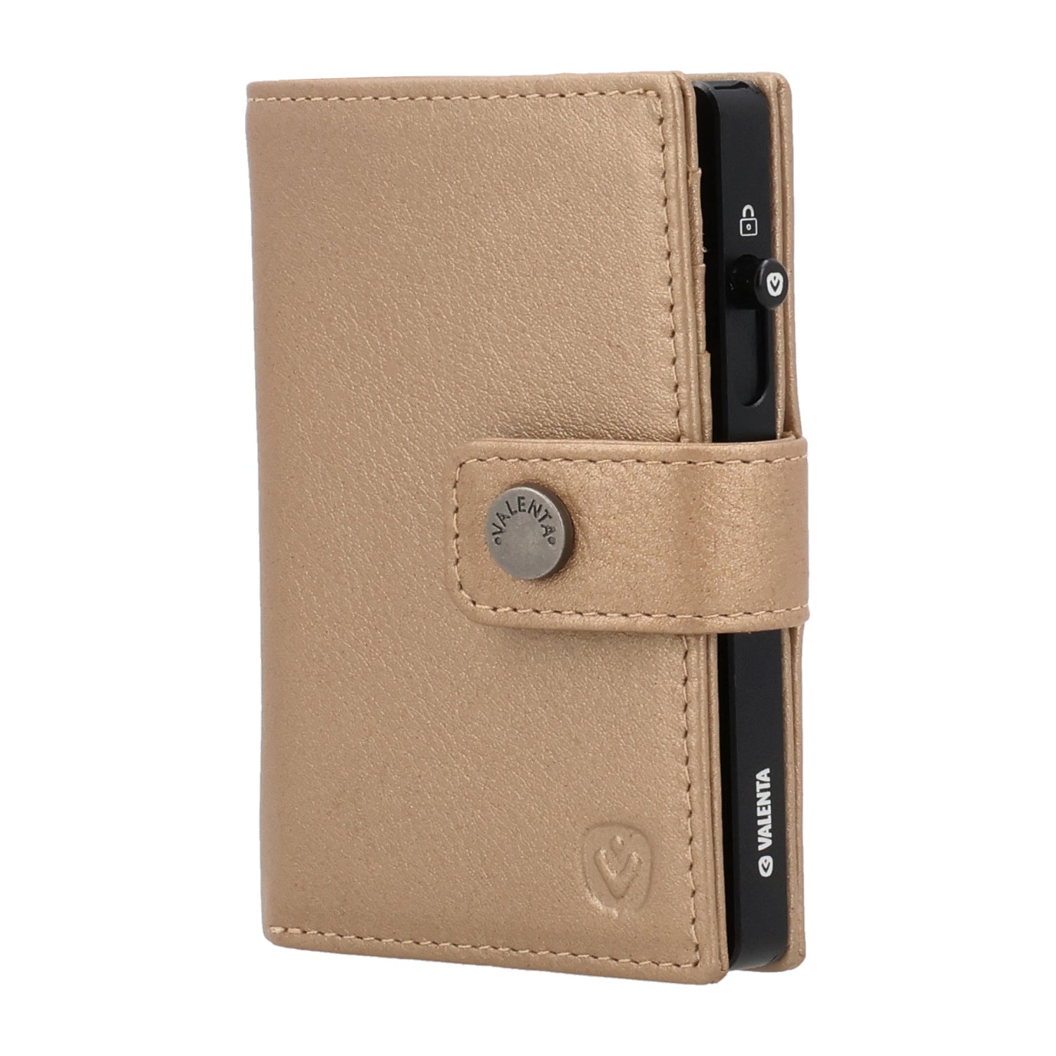 Cardprotector Black + Card Wallet Luxe Metallic Sand