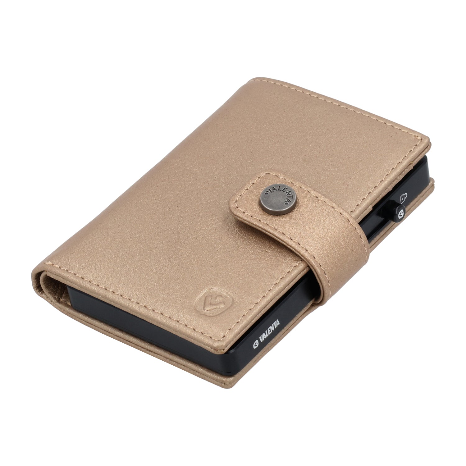 Cardprotector Black + Card Wallet Luxe Metallic Sand