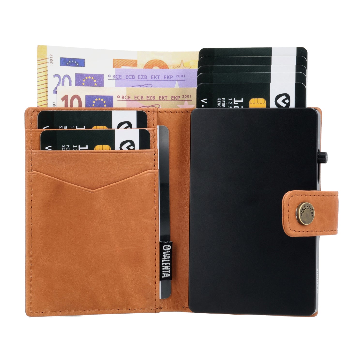 Cardprotector Black + Card Wallet Luxe Tan