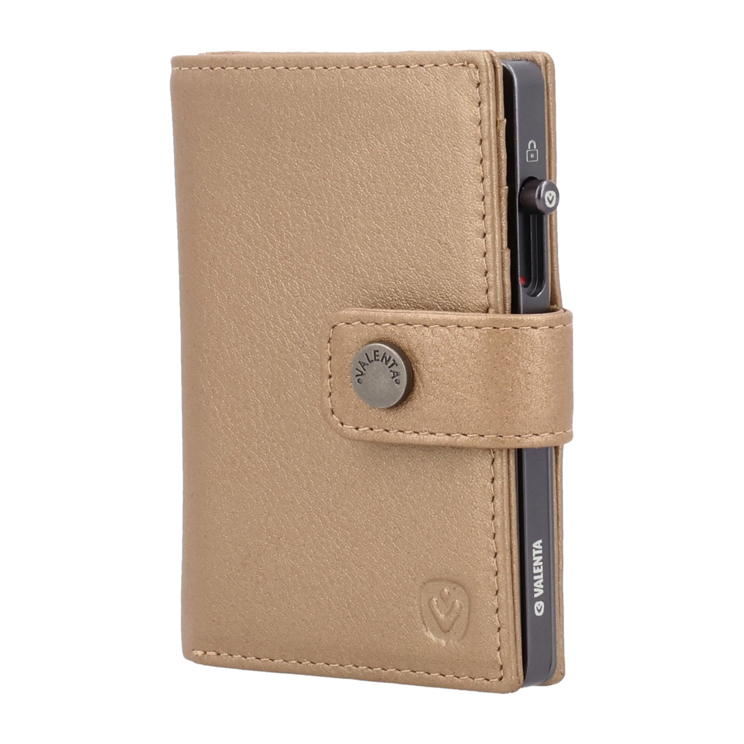 Cardprotector Stand Graphite Grey + Card Wallet Luxe Metallic Sand