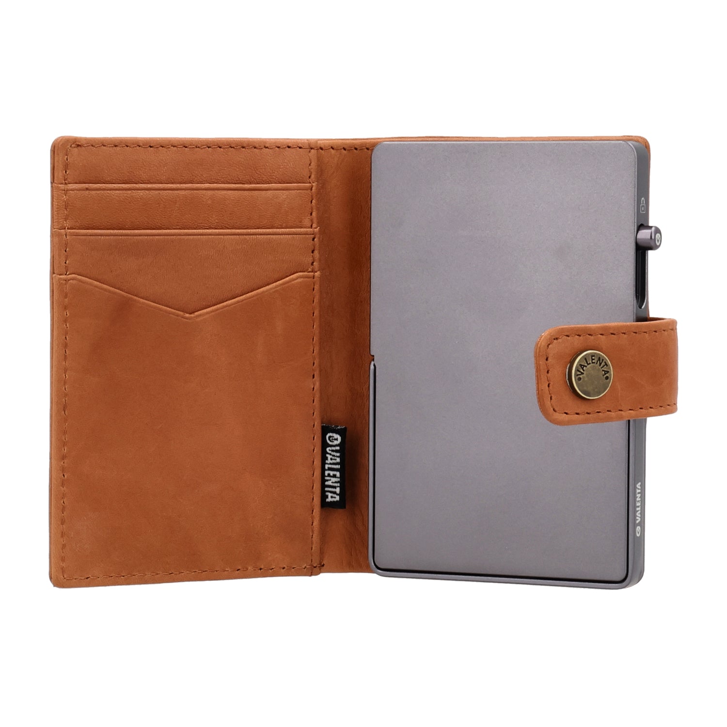 Cardprotector Stand Graphite Grey + Card Wallet Luxe Tan