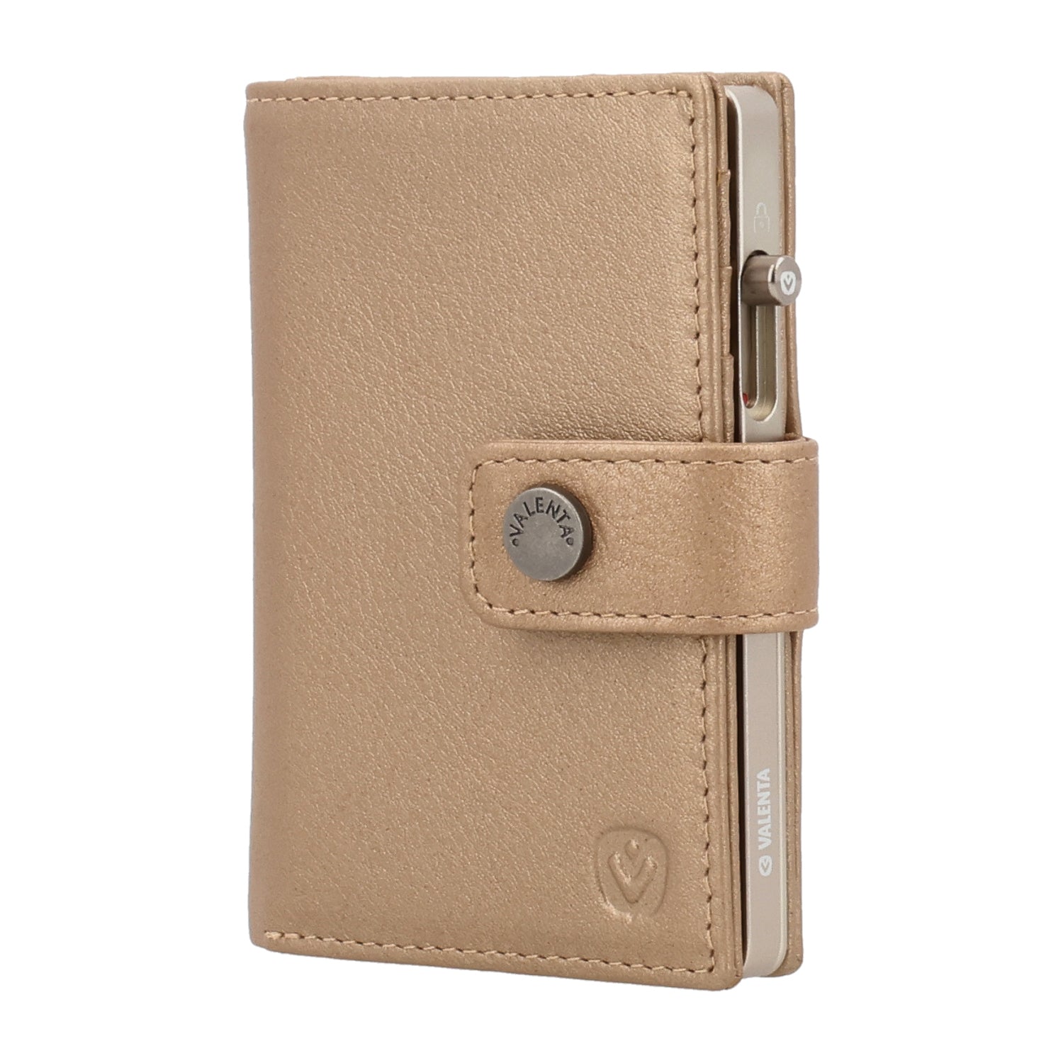 Cardprotector Stand Titanium Natural + Card Wallet Luxe Metallic Sand