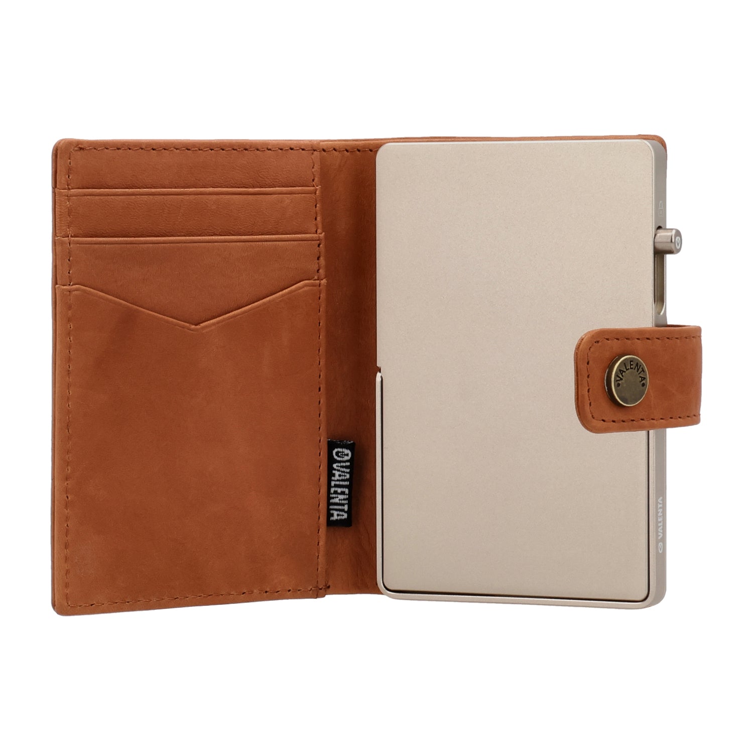 Cardprotector Stand Titanium Natural + Card Wallet Luxe Tan