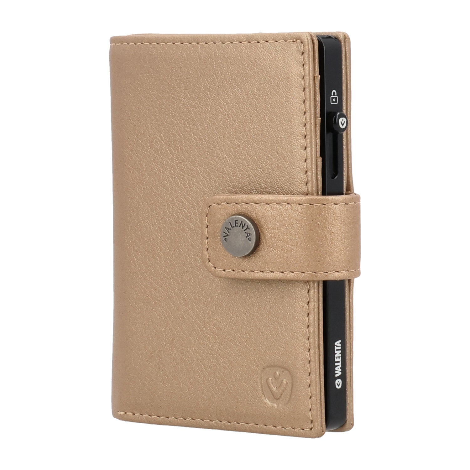 Cardprotector Thin Black + Card Wallet Luxe Metallic Sand