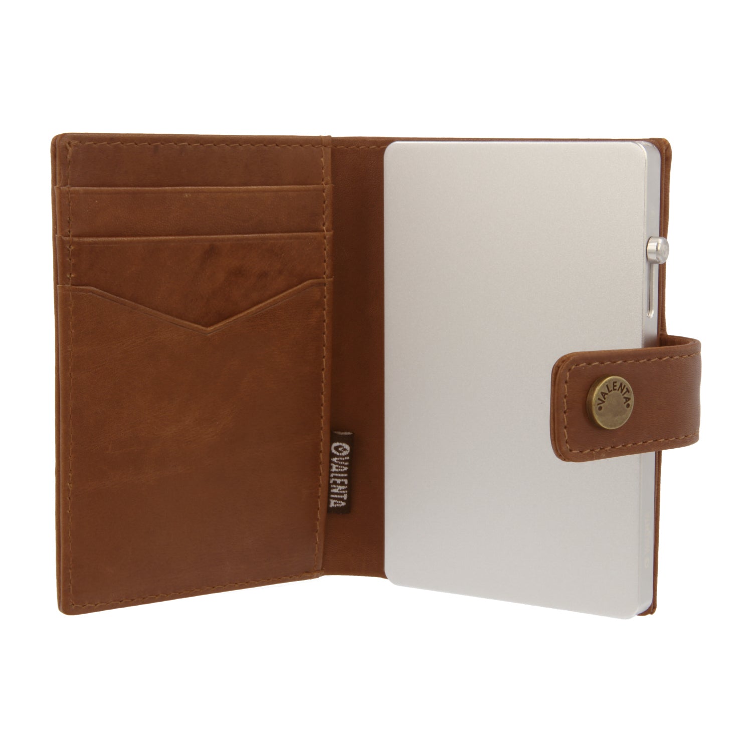 Cardprotector Thin Silver + Card Wallet Luxe Cognac
