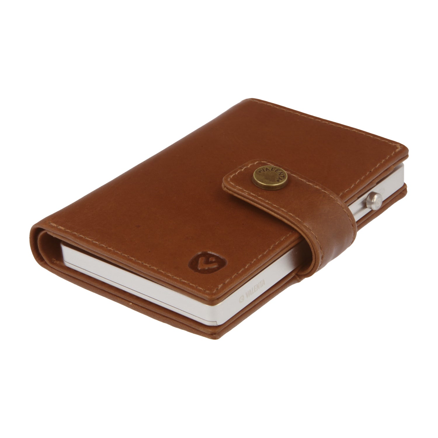 Cardprotector Thin Silver + Card Wallet Luxe Cognac