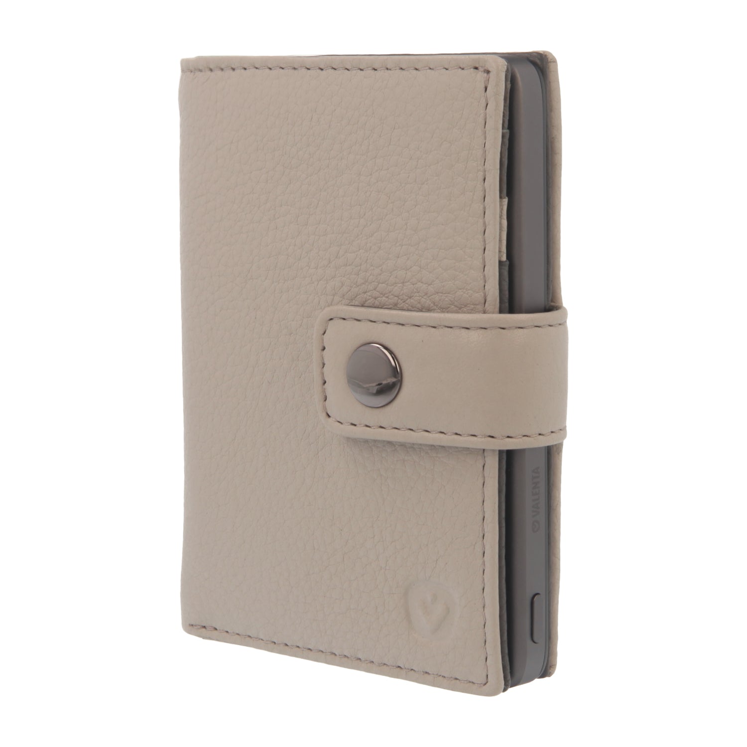 Valenta Mix & MagSafe 2 in 1 bundle with grey super thin power bank and off-white leather wallet luxe, front angled view.