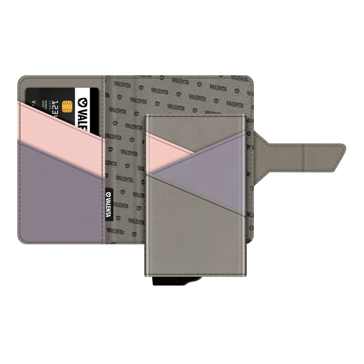 Kreditkarteninhaber Brieftasche 2-in-1 mit auswerfer Grau