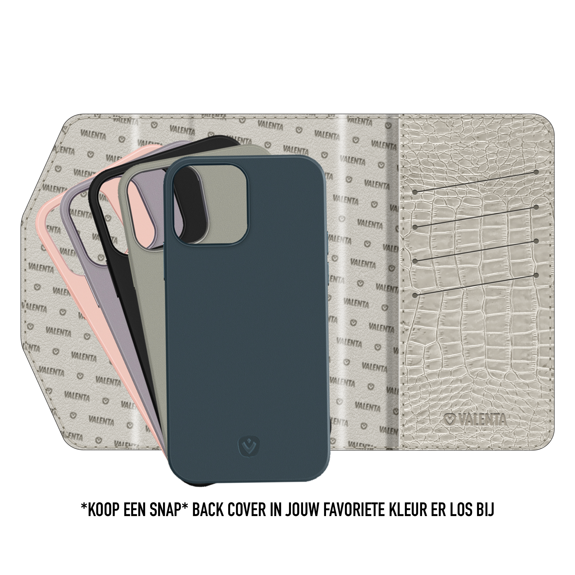 Clutch Snap Universal Croco Medium Black - valenta.com