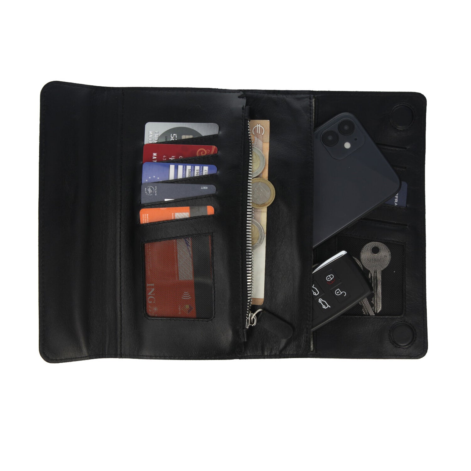 Bag Faraday Phone Wallet Luxe Leather Black
