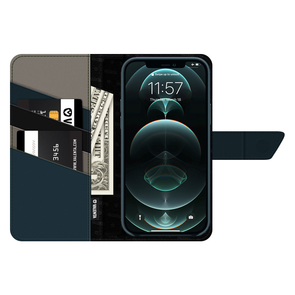 2-in-1 Wallet Leer Luxe iPhone 12-12 Pro Blauw