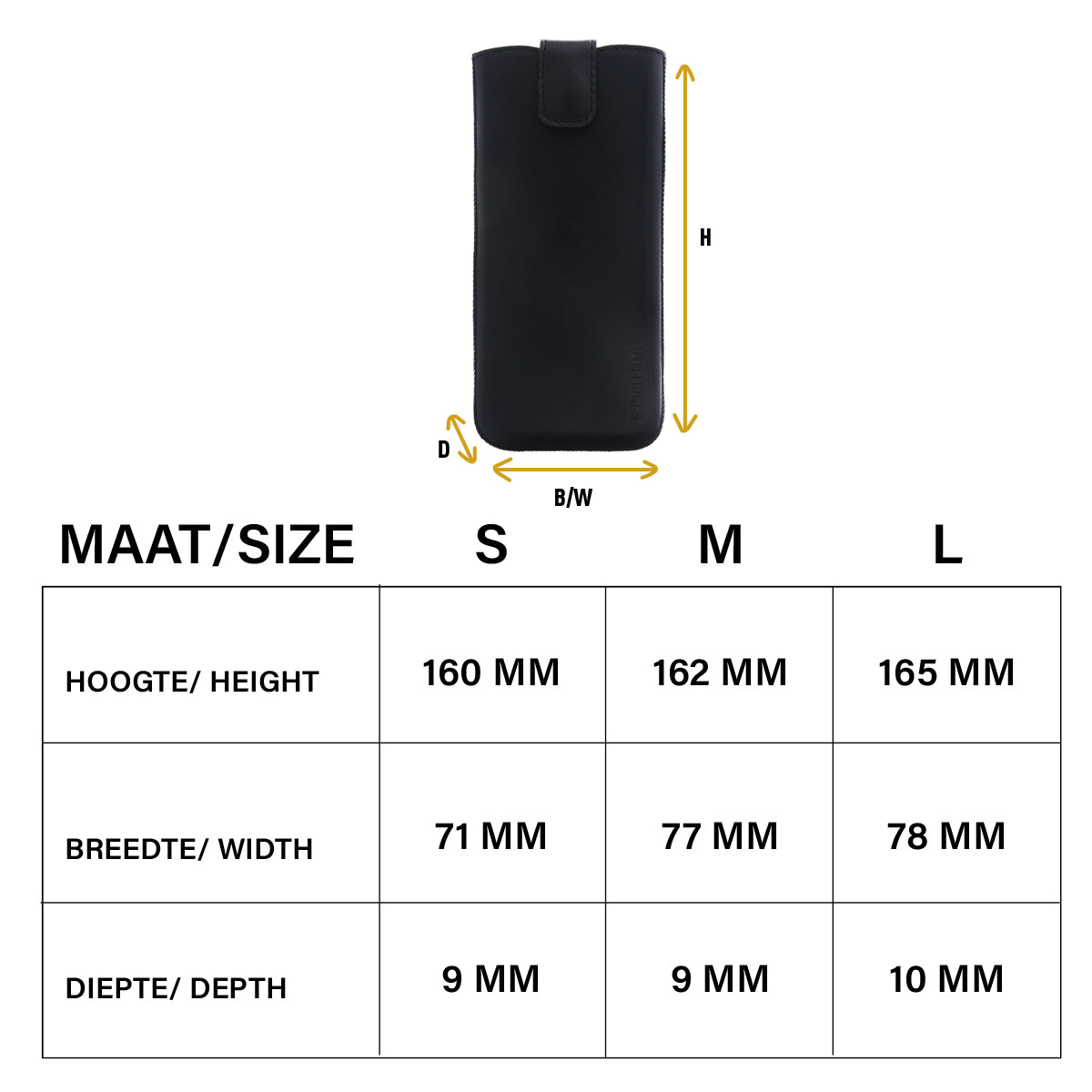 Pocket UNI Zwart Large - H165 x B78 x D10 - valenta.com