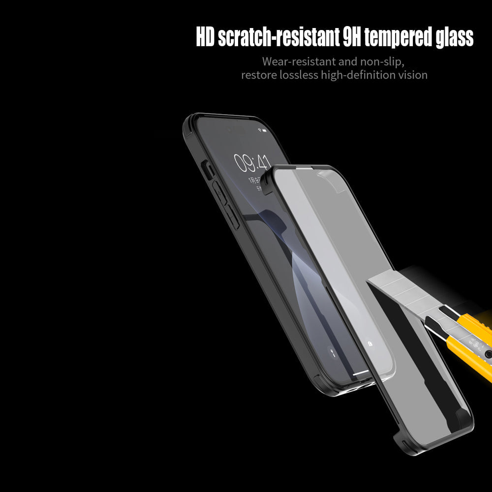 Full Cover gehärtetem Glas Bumper Schwarz  iPhone 15 Pro Max