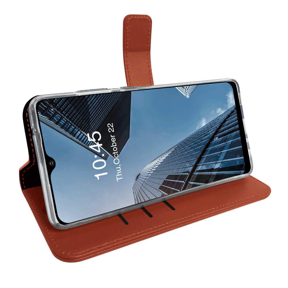 Klapphülle Echtleder Braun für das Samsung Galaxy A13 4G