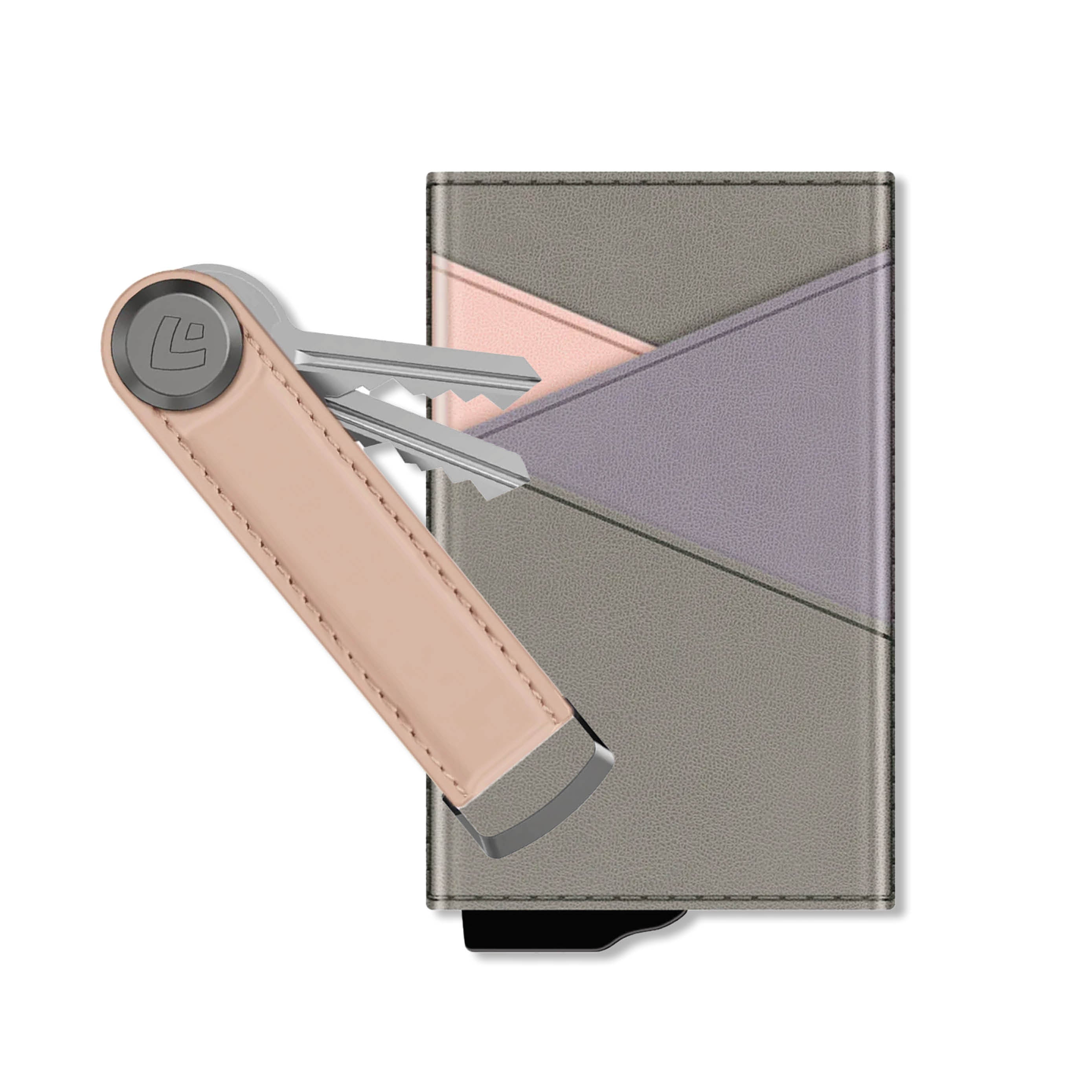 Gift Set Card Case Snap Grey with Ejector and Key Organizer Rose