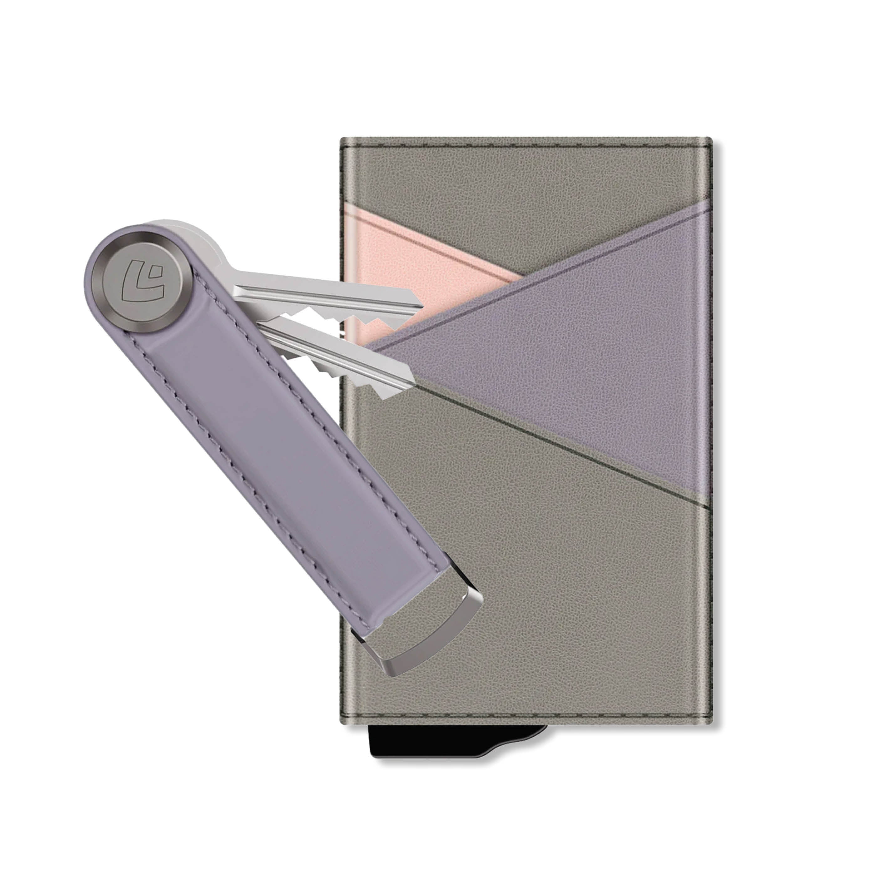 Gift Set Card Case Snap Gray with Ejector and Key Organizer Purple