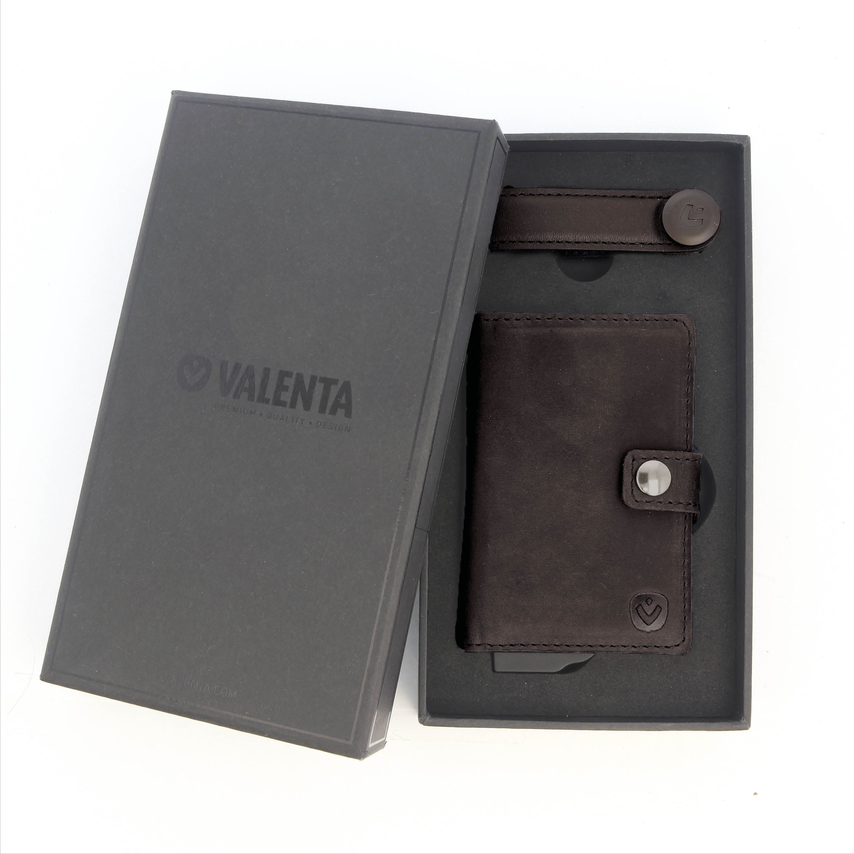 Gift Set Leather Card Wallet with Ejector and Key Organizer Vintage Brown