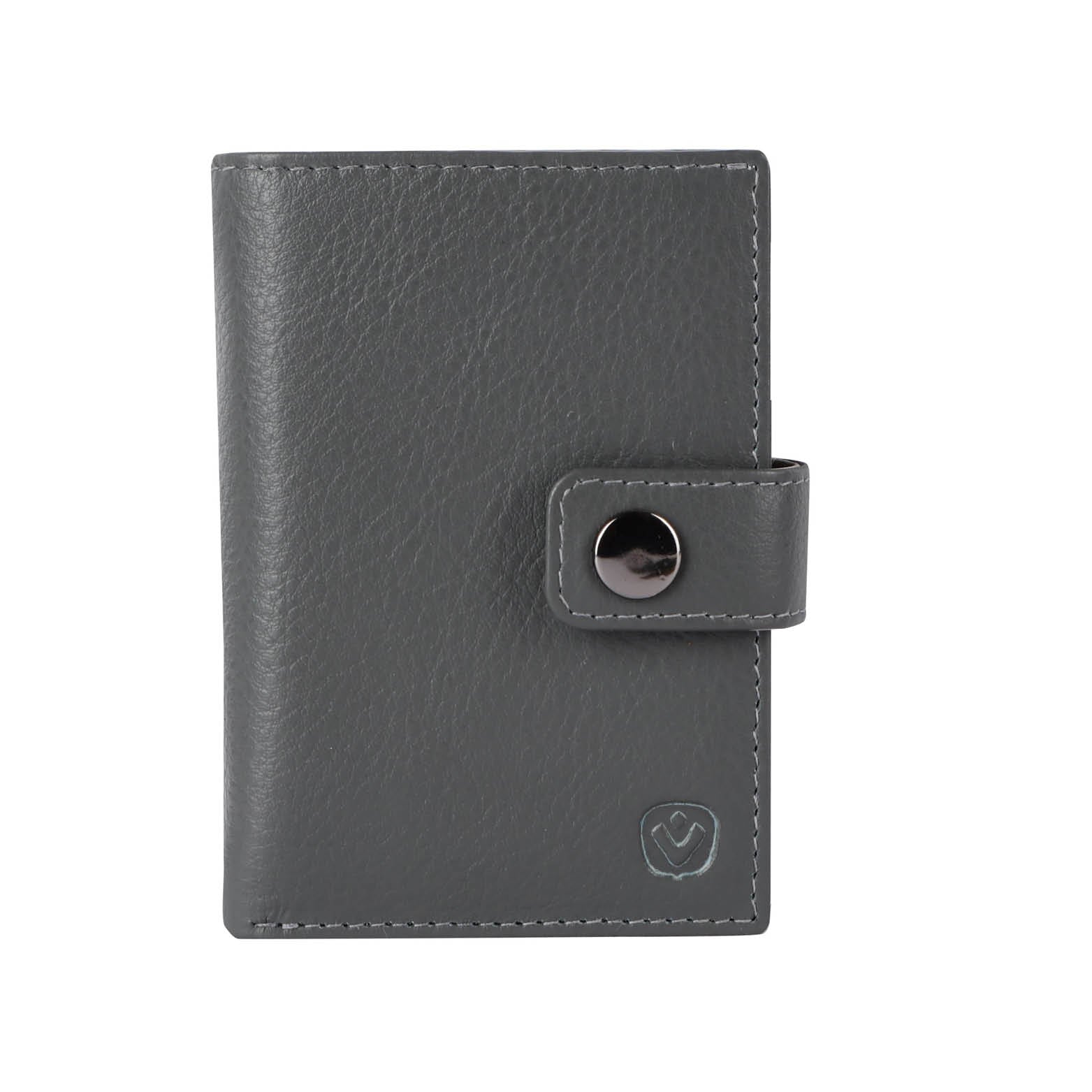 Echt leren luxe portemonnee met MagSafe voor pasjeshouder Cardprotector Aluminium grijs