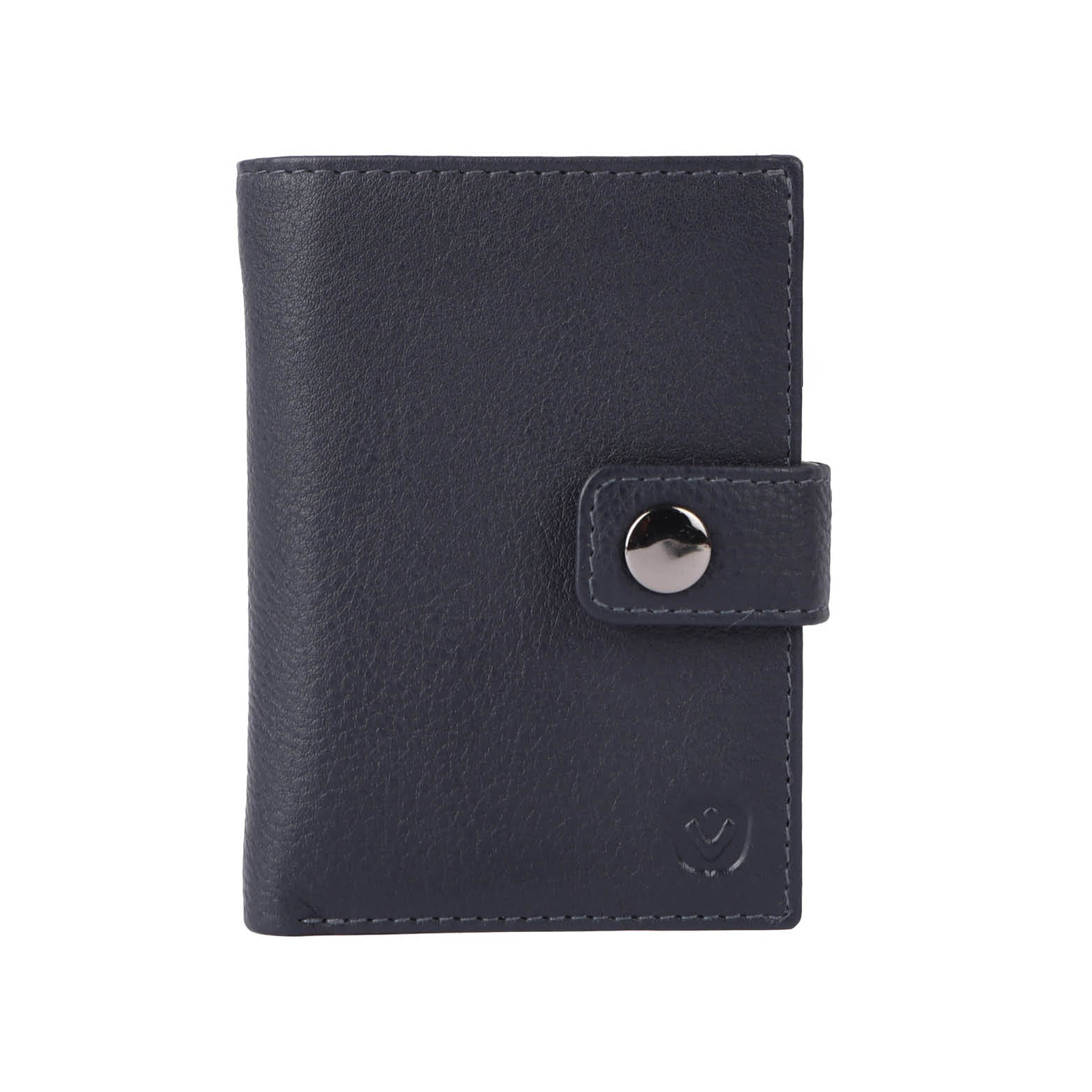 Echt leren luxe portemonnee met MagSafe voor pasjeshouder Cardprotector Aluminium navy blauw