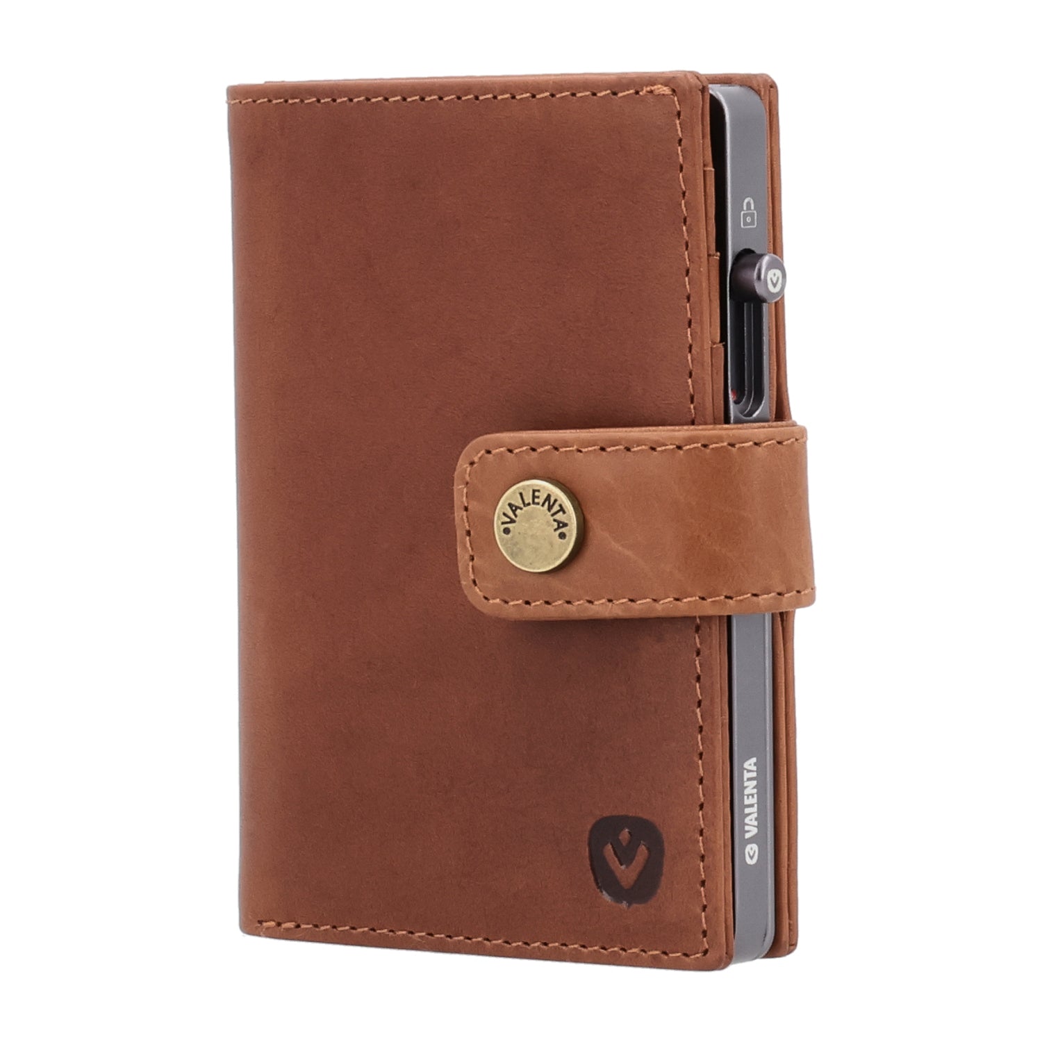 Cardprotector Stand Graphite Grey + Card Wallet Luxe Cognac