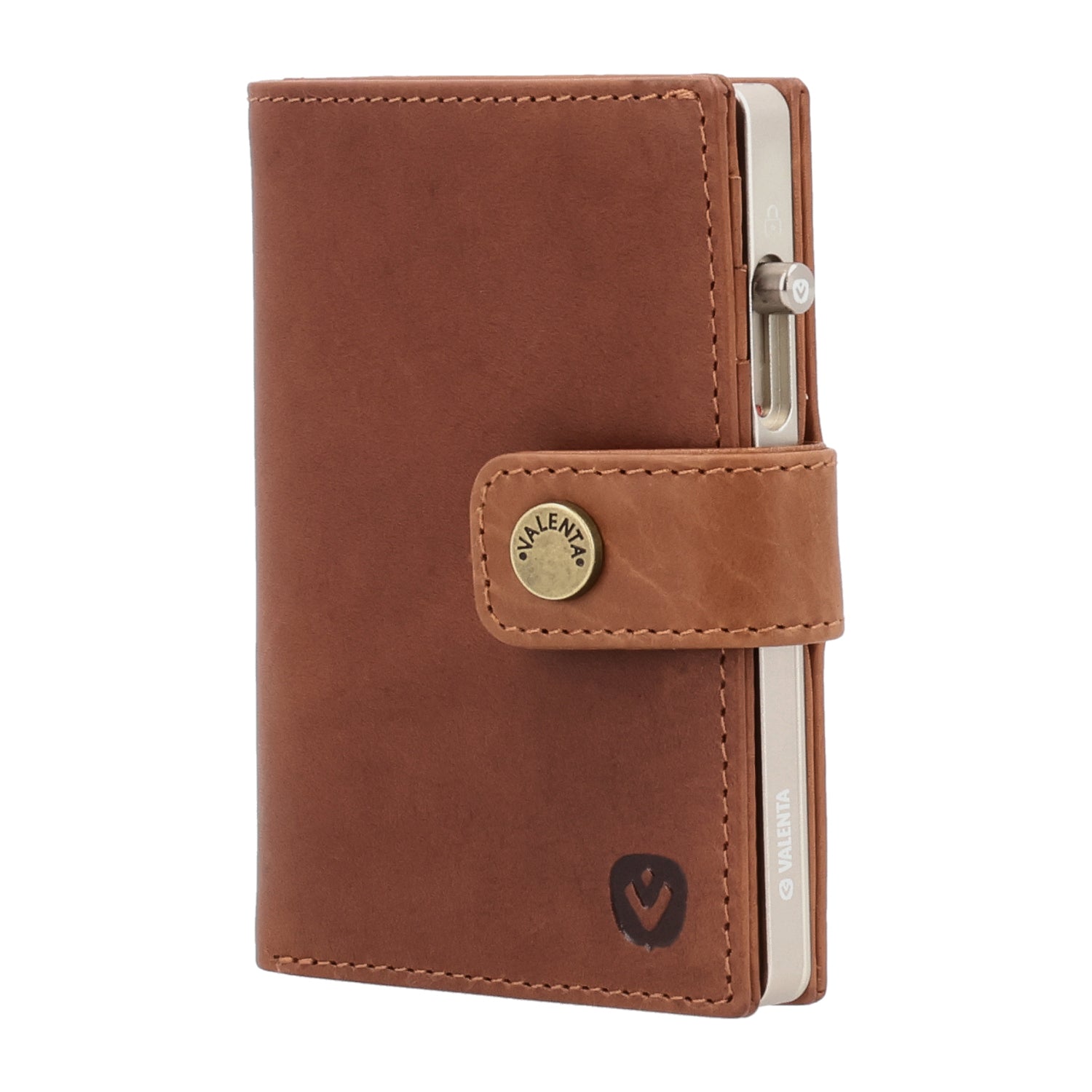 Cardprotector Stand Titanium Natural + Card Wallet Luxe Cognac