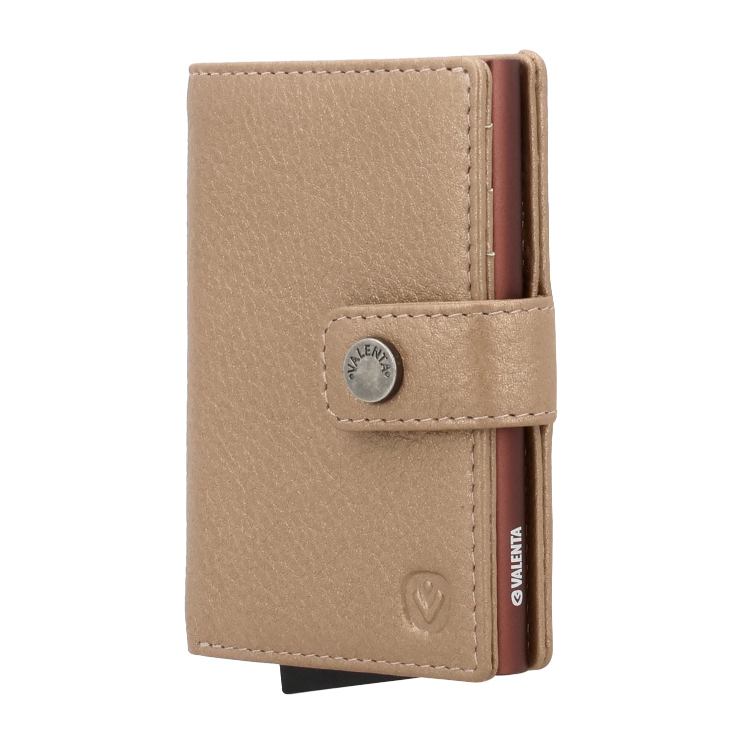 Cardprotector Plus Dark Brown + Card Wallet Luxe Metallic Sand