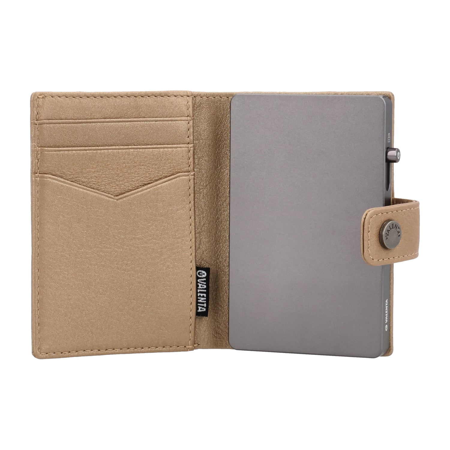 Cardprotector Graphite Grey + Card Wallet Luxe Metallic Sand