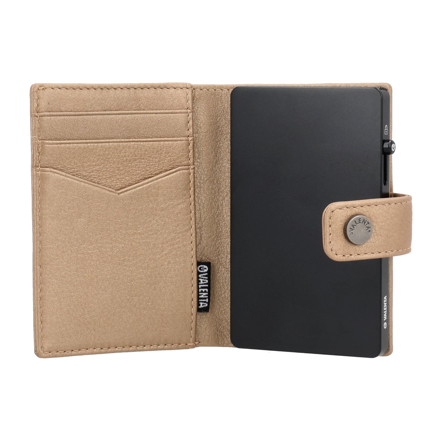 Cardprotector Thin Black + Card Wallet Luxe Metallic Sand