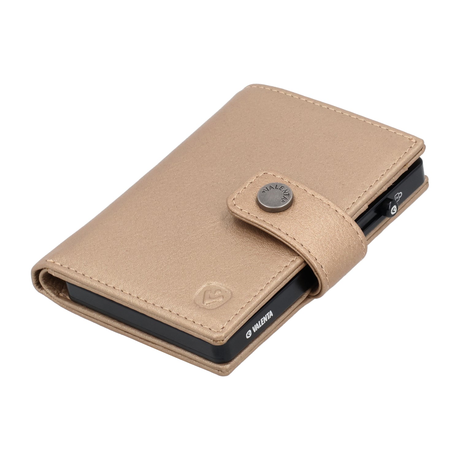 Cardprotector Thin Black + Card Wallet Luxe Metallic Sand