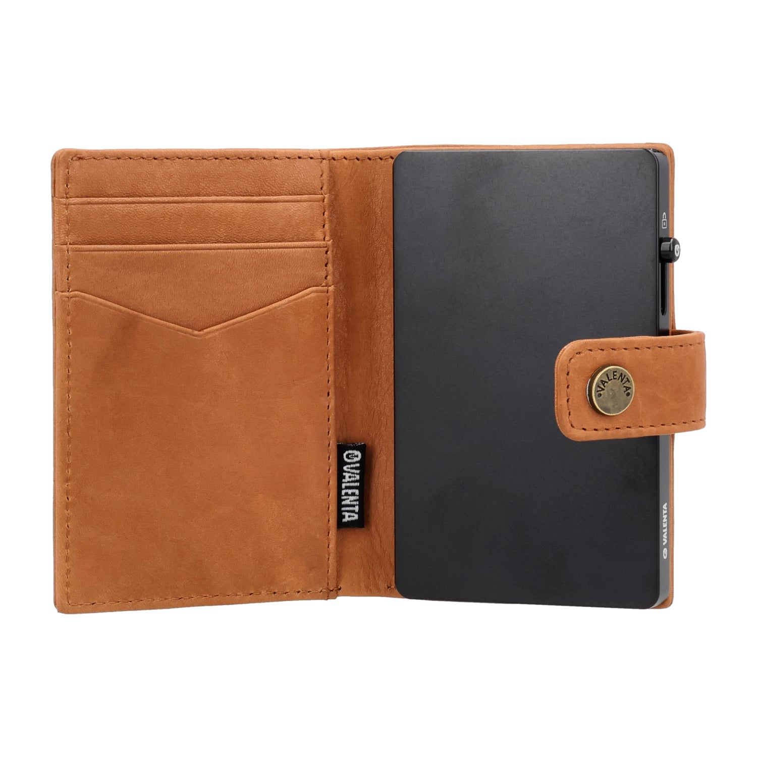Cardprotector Thin Black + Card Wallet Luxe Tan