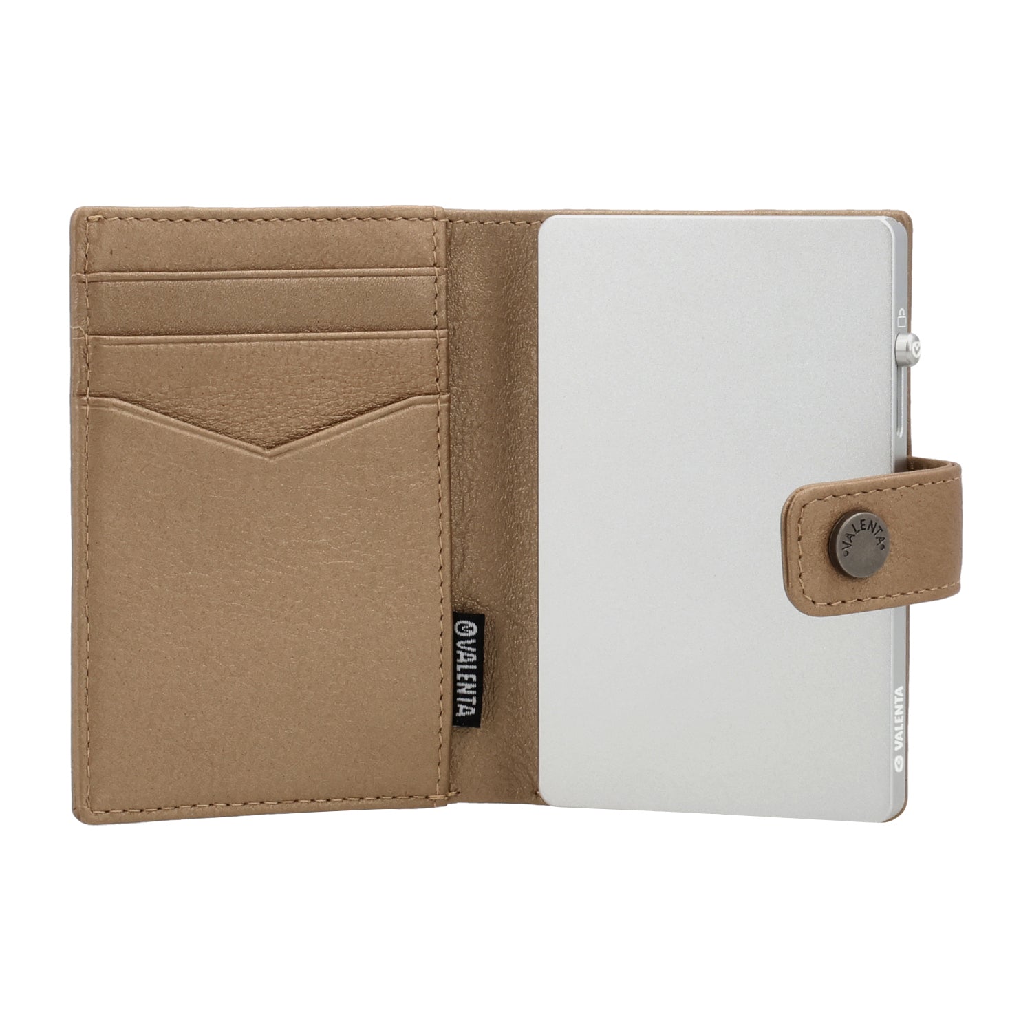 Cardprotector Thin Silver + Card Wallet Luxe Metallic Sand