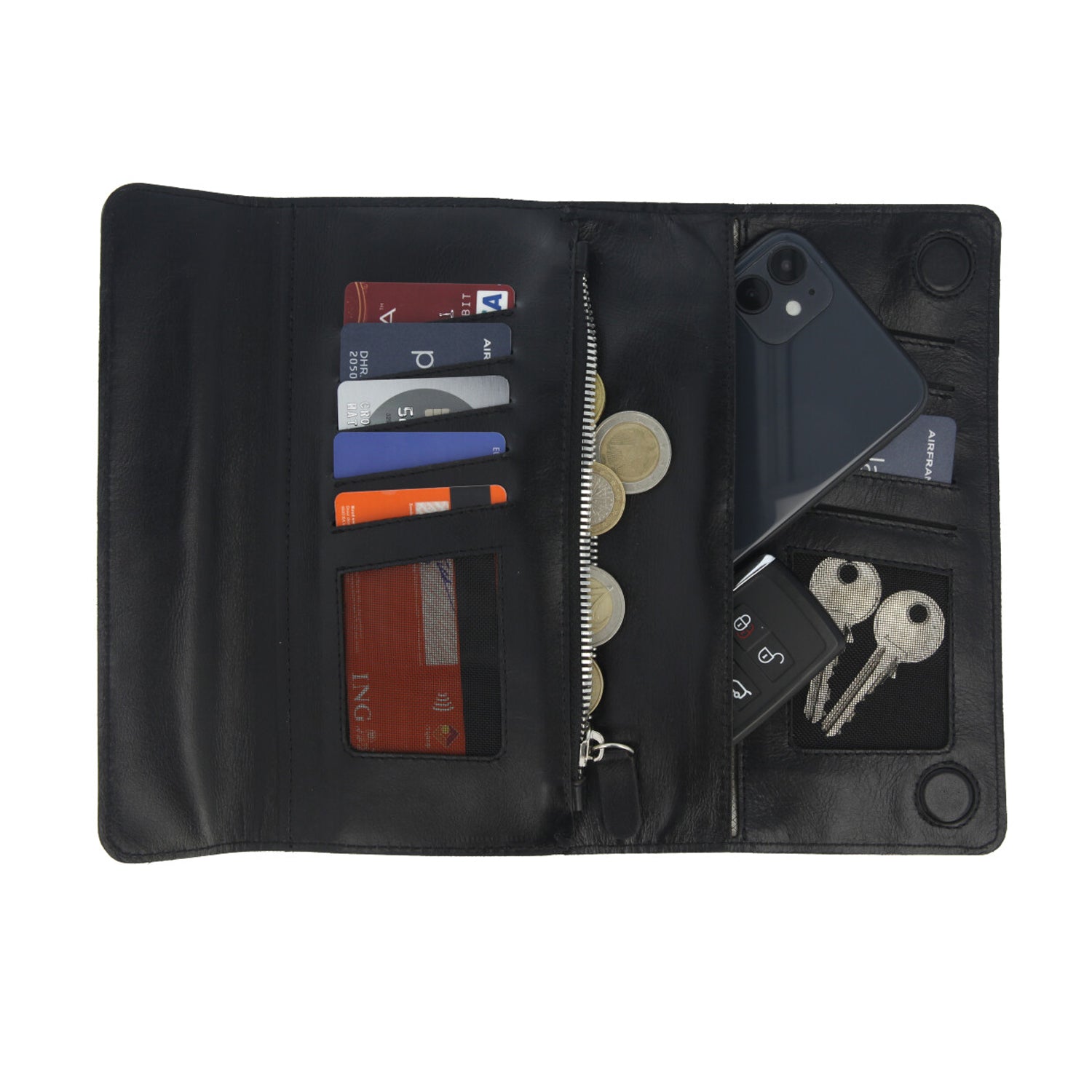 Bag Faraday Phone Wallet Luxe Leather Black