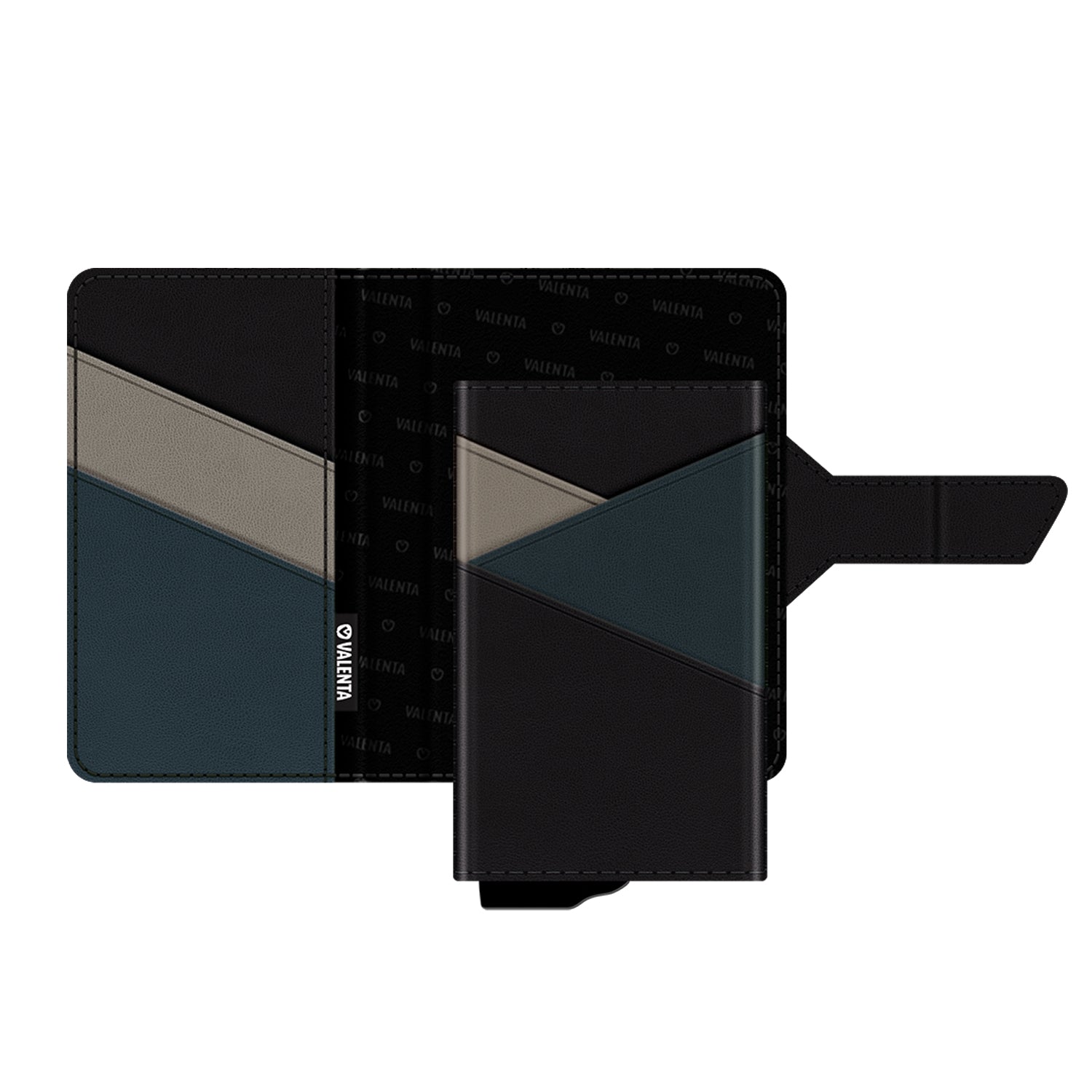 Kreditkarteninhaber Brieftasche 2-in-1 mit auswerfer Schwarz