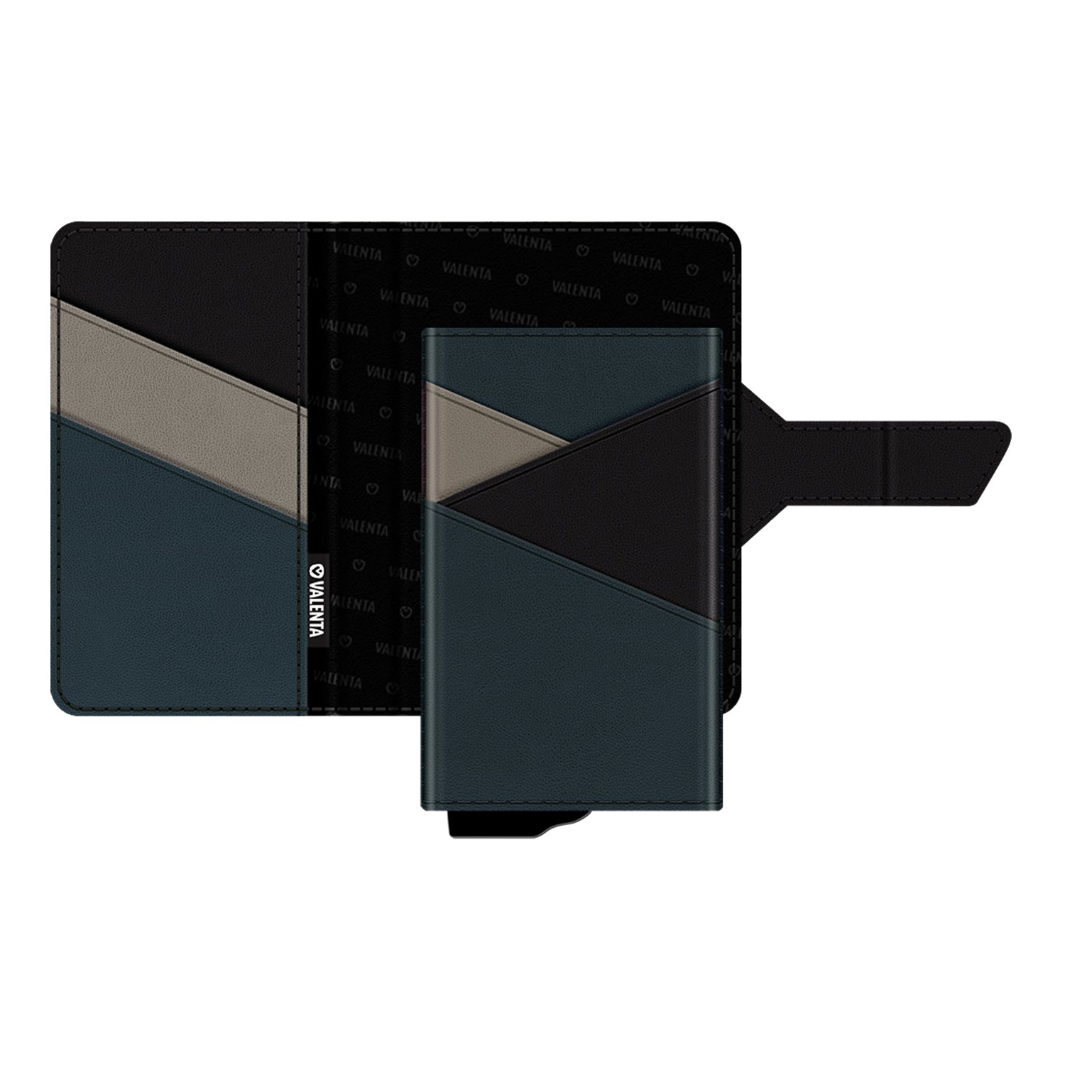 Kreditkarteninhaber Brieftasche 2-in-1 mit auswerfer Blau