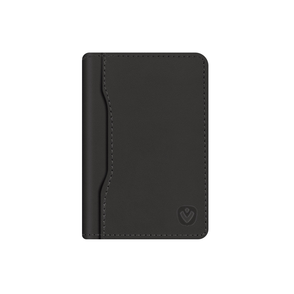 2-in-1 Back Cover Leer iPhone 12 (Pro) + Card Wallet Zwart