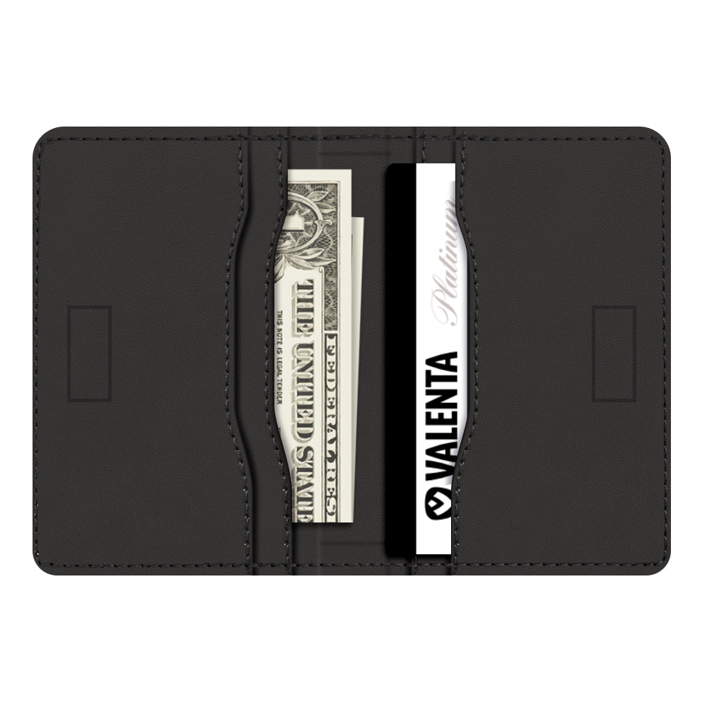 2-in-1 Back Cover Leer iPhone 12 (Pro) + Card Wallet Zwart