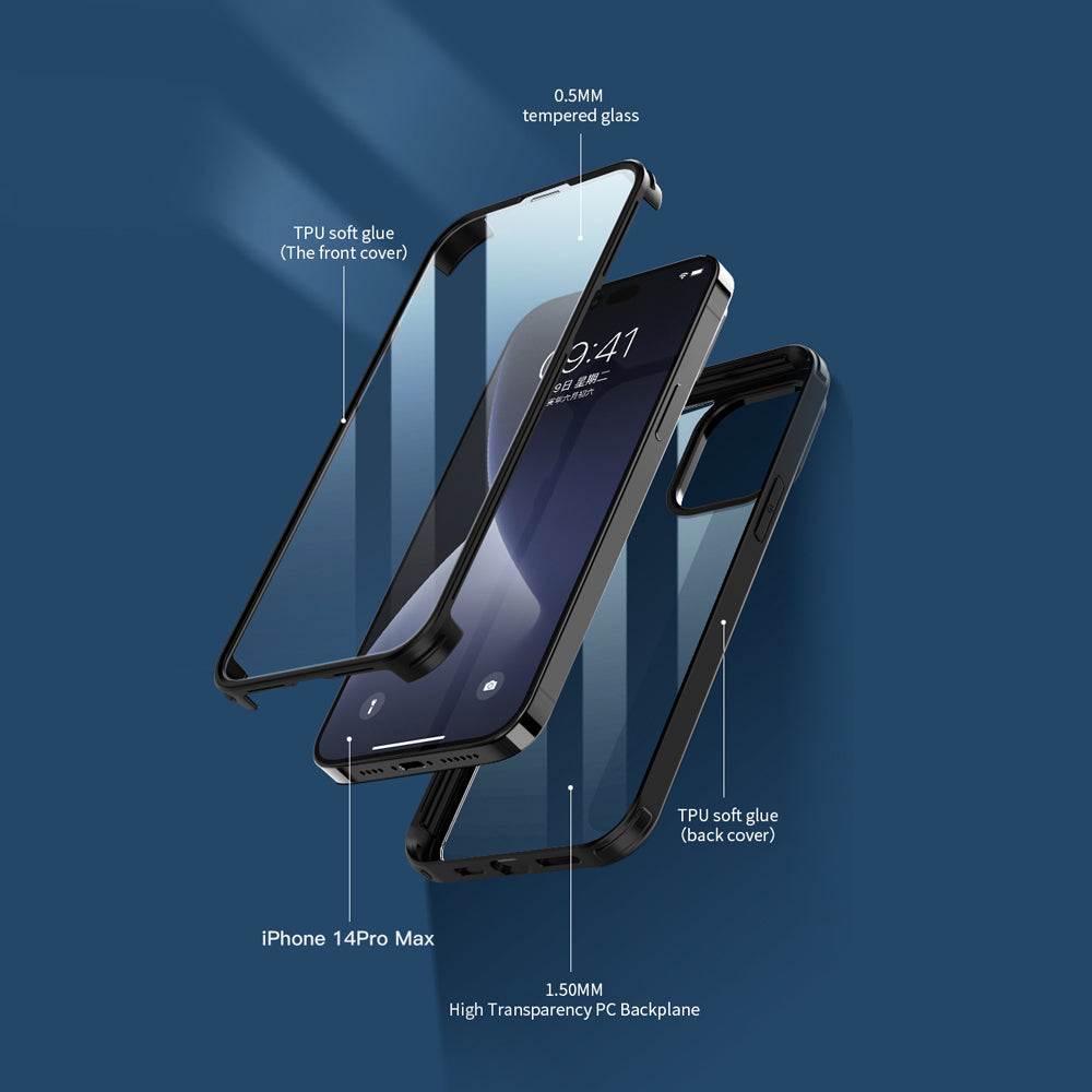 Full Cover Tempered Glass Zwart iPhone 14 Pro