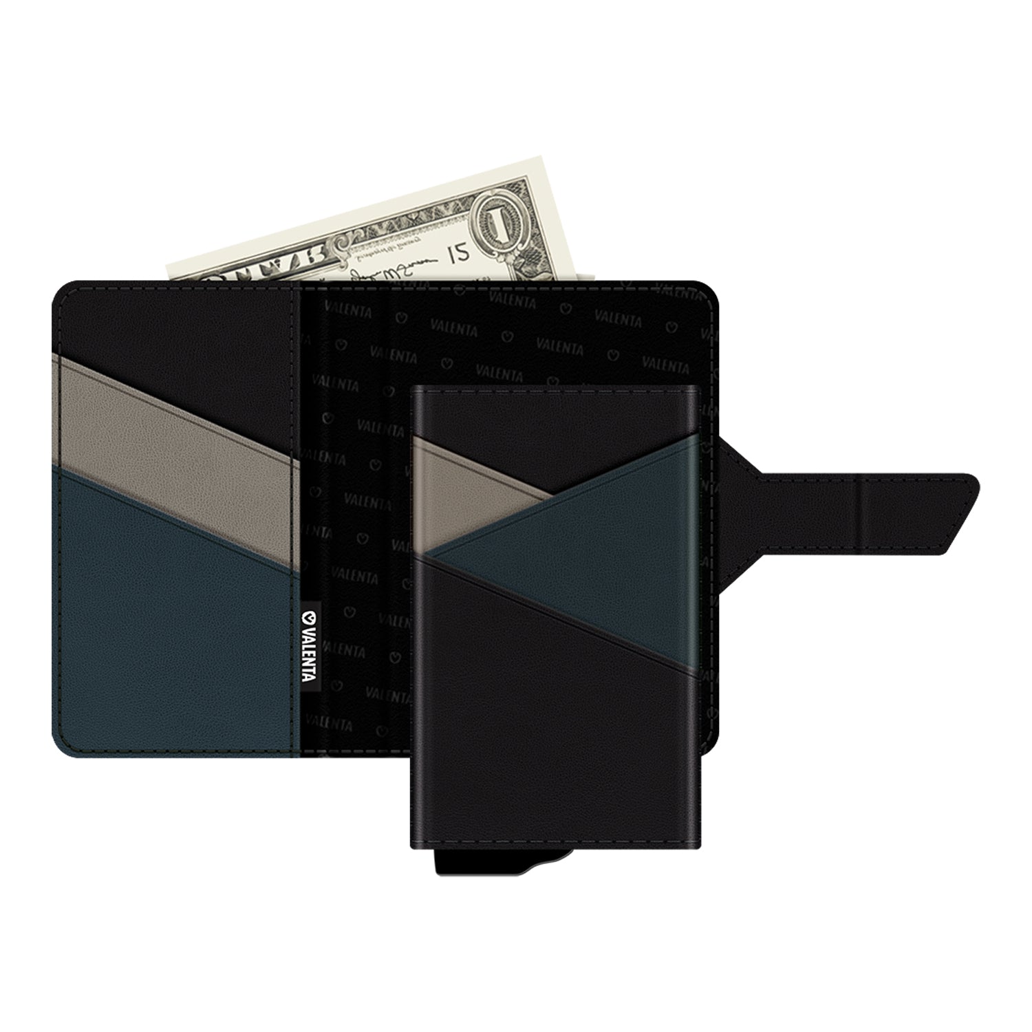 Card Case Plus Wallet Snap 2-in-1 Black