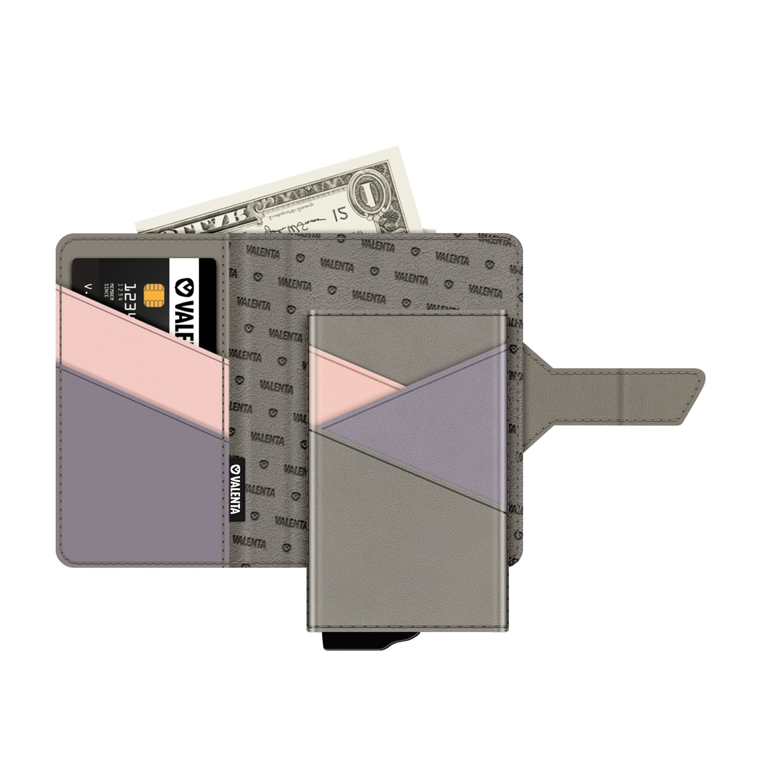 Card Case Plus Wallet Snap 2-in-1 Grijs