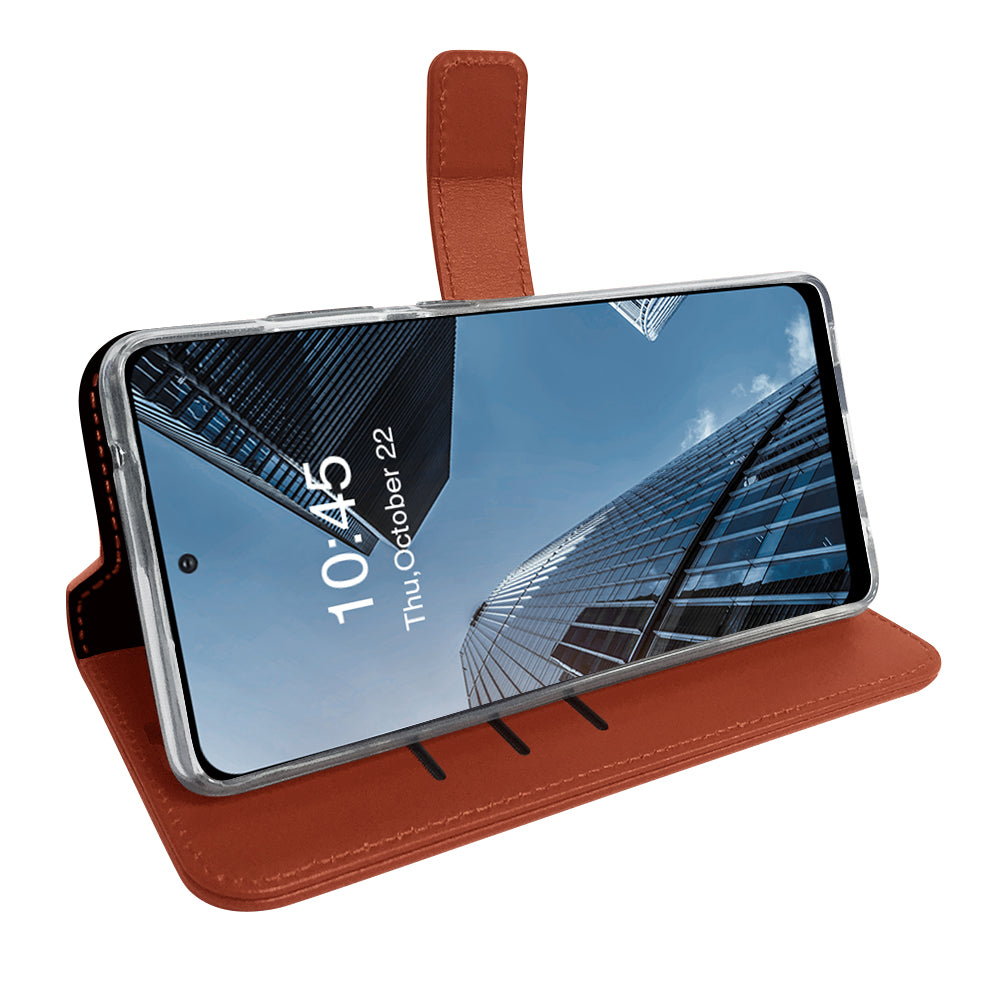 Klapphülle Echtleder Braun für das Samsung Galaxy A71