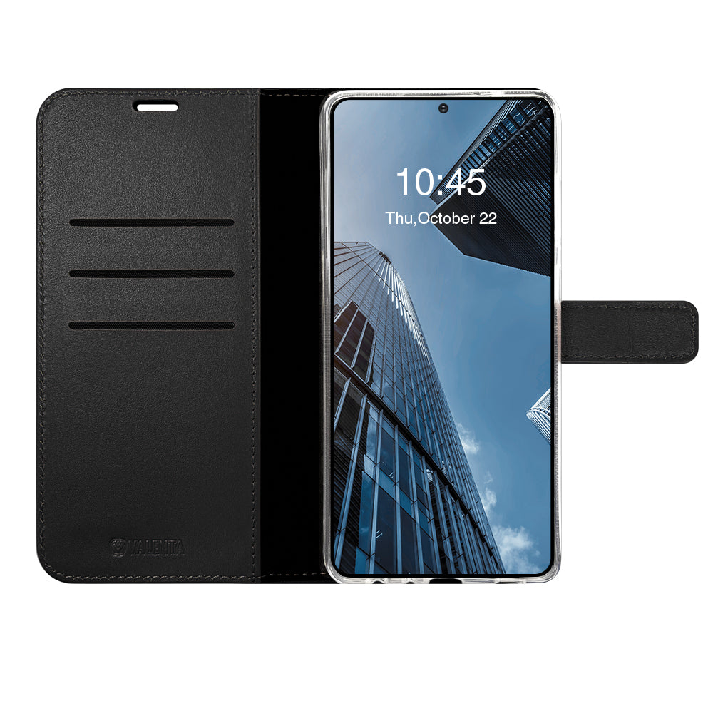 Klapphülle Echtleder Schwarz für das Samsung Galaxy A41 